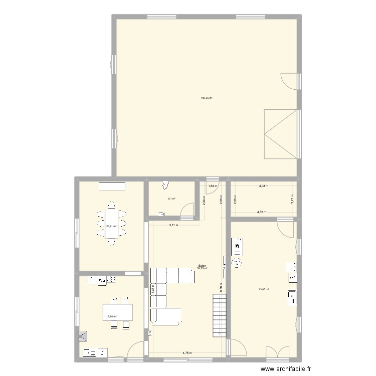 rdc aillevans. Plan de 6 pièces et 241 m2