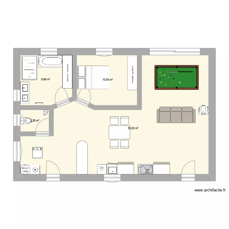 projet 1 chambre. Plan de 4 et 75 m² projet 1 chambre. Plan de 4 et 75 m²