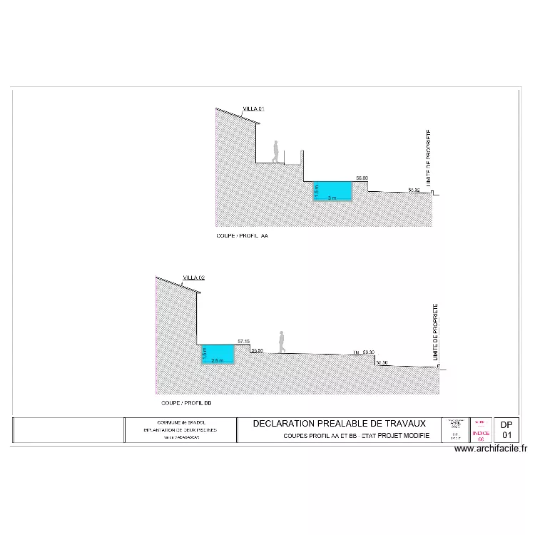 Plan de Coupe Modifi&eacute; JC H. Plan de 