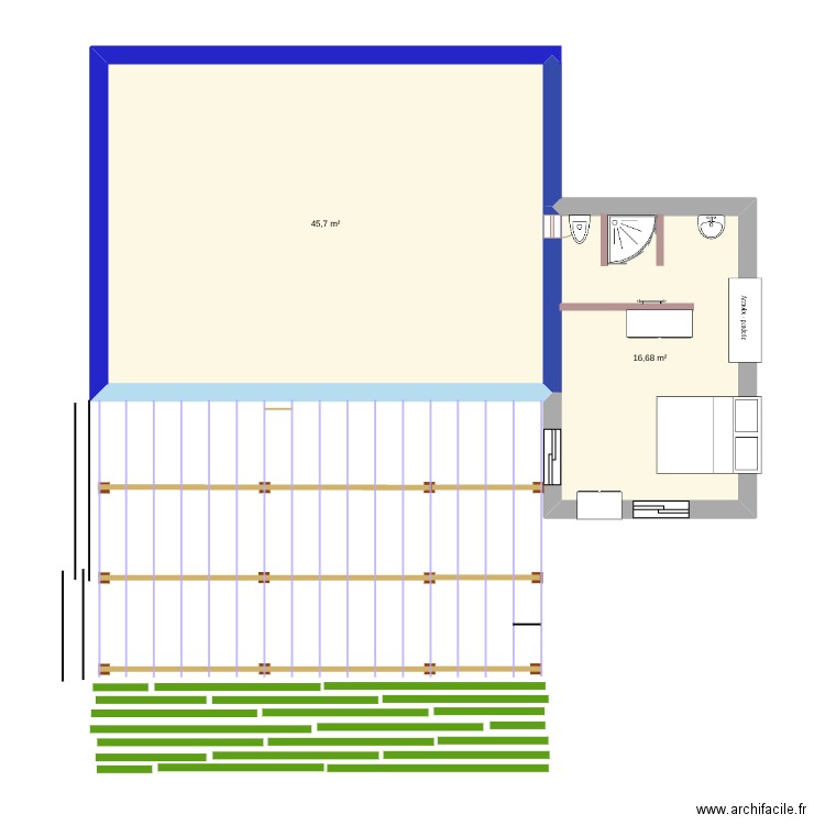 planTerrasse 2. Plan de 2 pièces et 62 m2