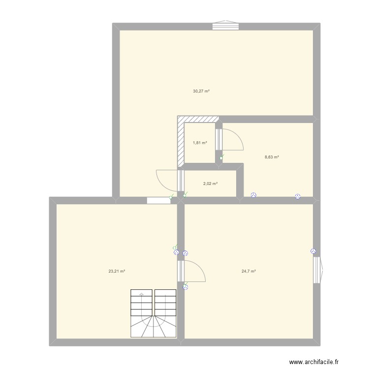 tanlay etage. Plan de 6 pièces et 91 m2
