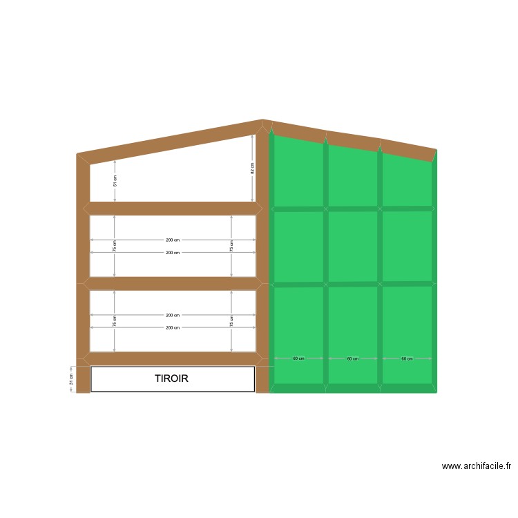 LITS SUPERPOSÉS. Plan de 12 pièces et 9 m2
