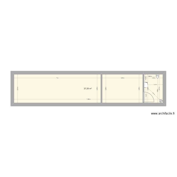 version 1. Plan de 1 pièce et 27 m2