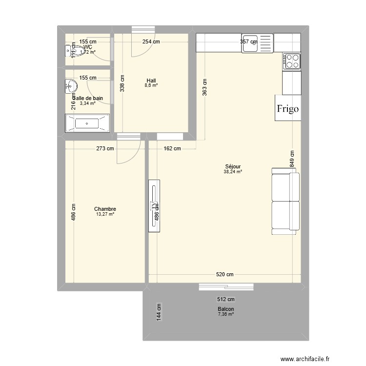 KOEHL. Plan de 6 pièces et 73 m2