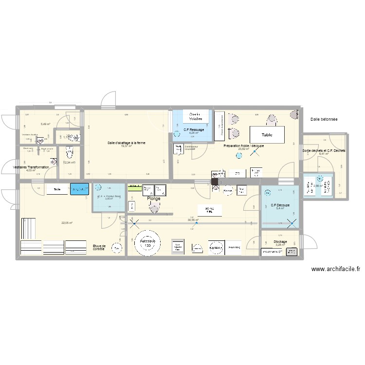 Haut Pouyet 006. Plan de 14 pièces et 134 m2