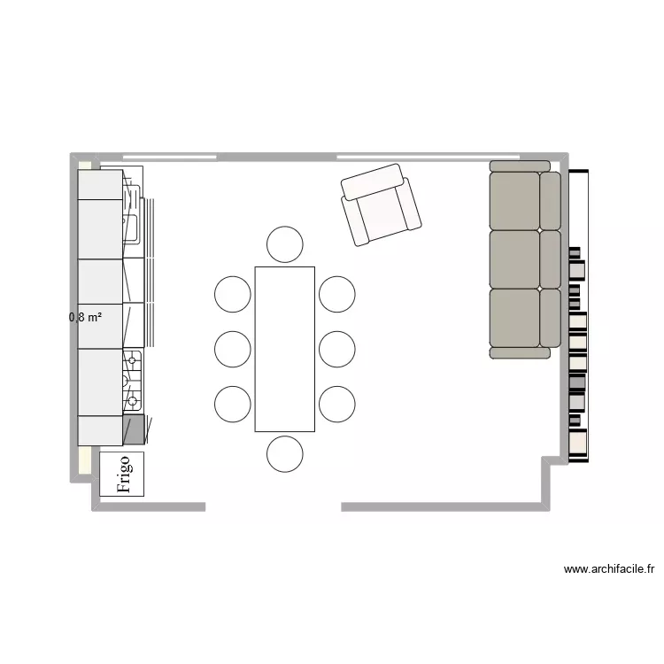 cuisine. Plan de 1 Pièce et 1 m²