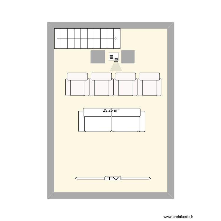 salle ciné. Plan de 1 pièce et 29 m2