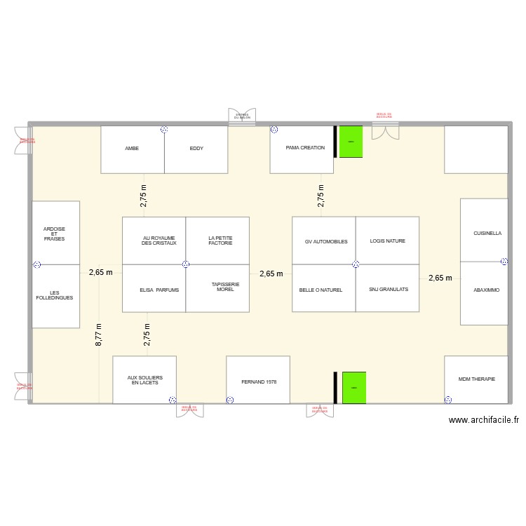 forum salon adhérents 20 emplacements. Plan de 1 pièce et 525 m2
