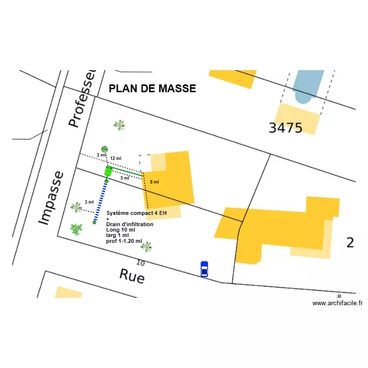Levasseur drain infiltration. Plan de 