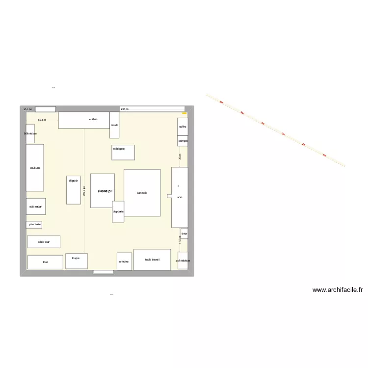 garage. Plan de 1  et 48 m²