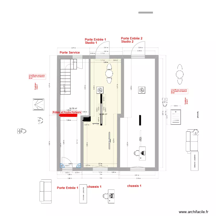 immeuble 1 RDC VB-0 2 studios. Plan de 