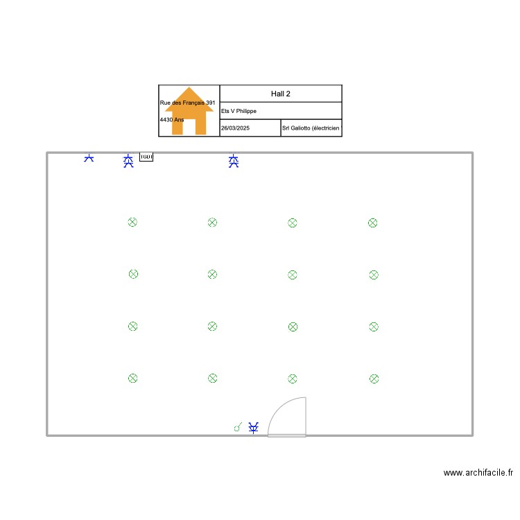 hall 2. Plan de 1 pièce et 54 m2
