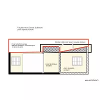 Fa&ccedil;ade nord ouest avec d&eacute;molition de l'abris de jardin