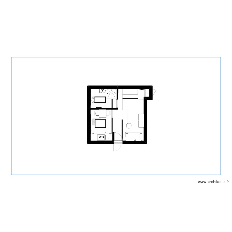 saumur meuble. Plan de 2 pièces et 22 m2