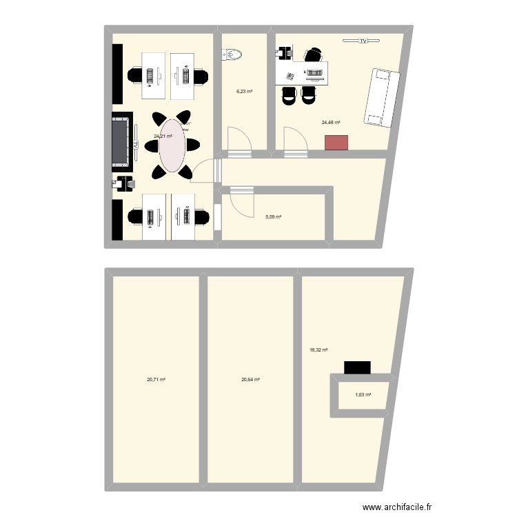 Paix 2A. Plan de 8 pièces et 122 m2