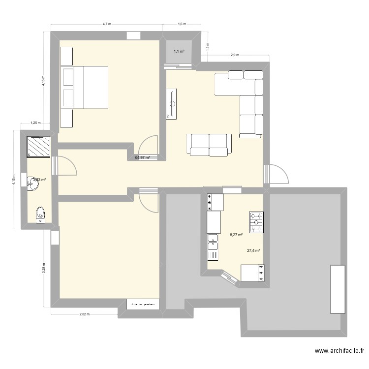 PLAN MAISON 3. Plan de 5 pièces et 106 m2