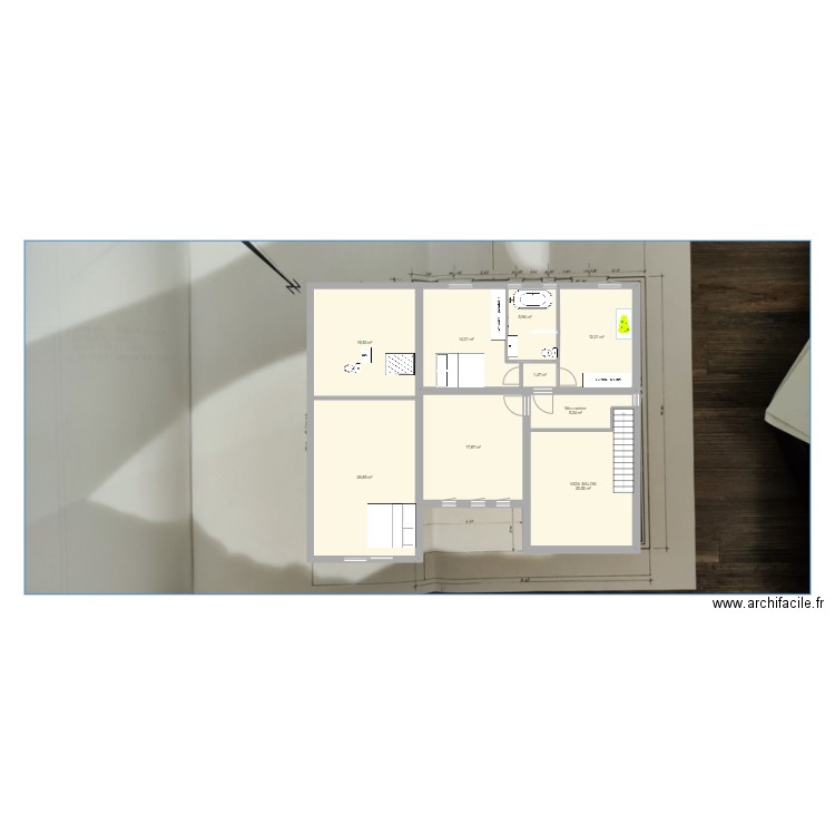 étage 1 version 6. Plan de 9 pièces et 123 m2