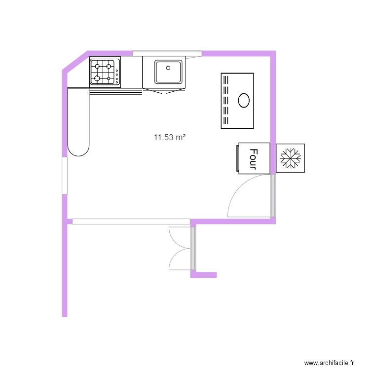 cuisine elssds version 2. Plan de 1 pièce et 12 m2