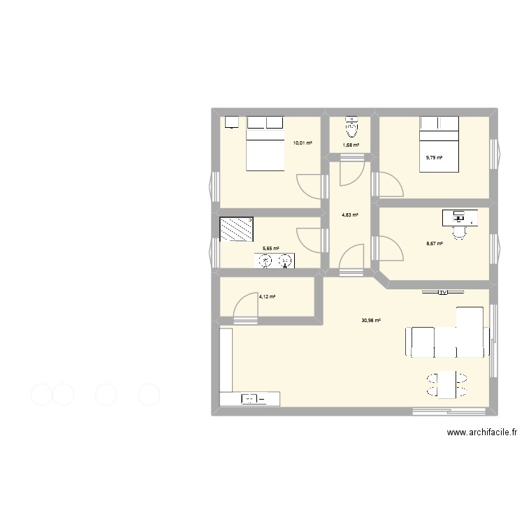 PLAN 2. Plan de 8 pièces et 76 m2