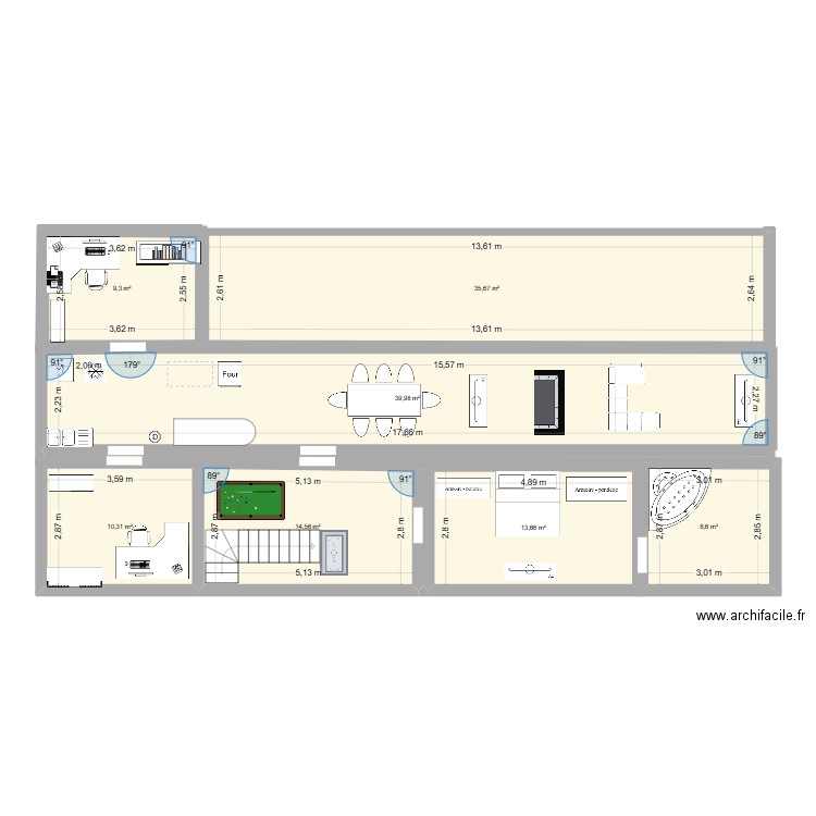 plan maison AG. Plan de 7 pièces et 132 m2