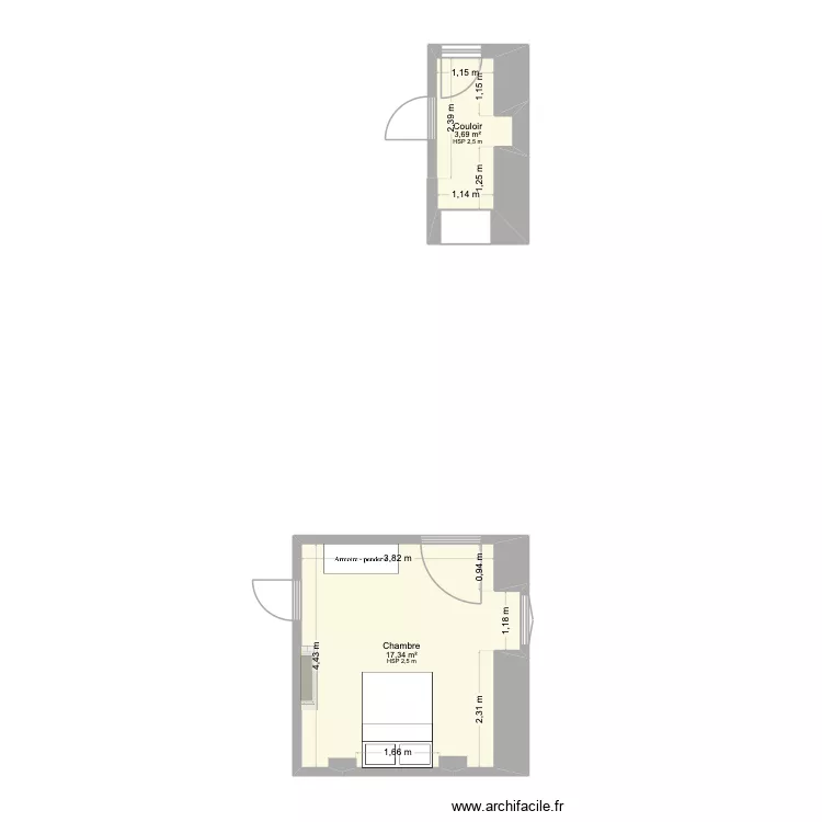 CH2. Plan de 2 et 21 m² CH2. Plan de 2 et 21 m²