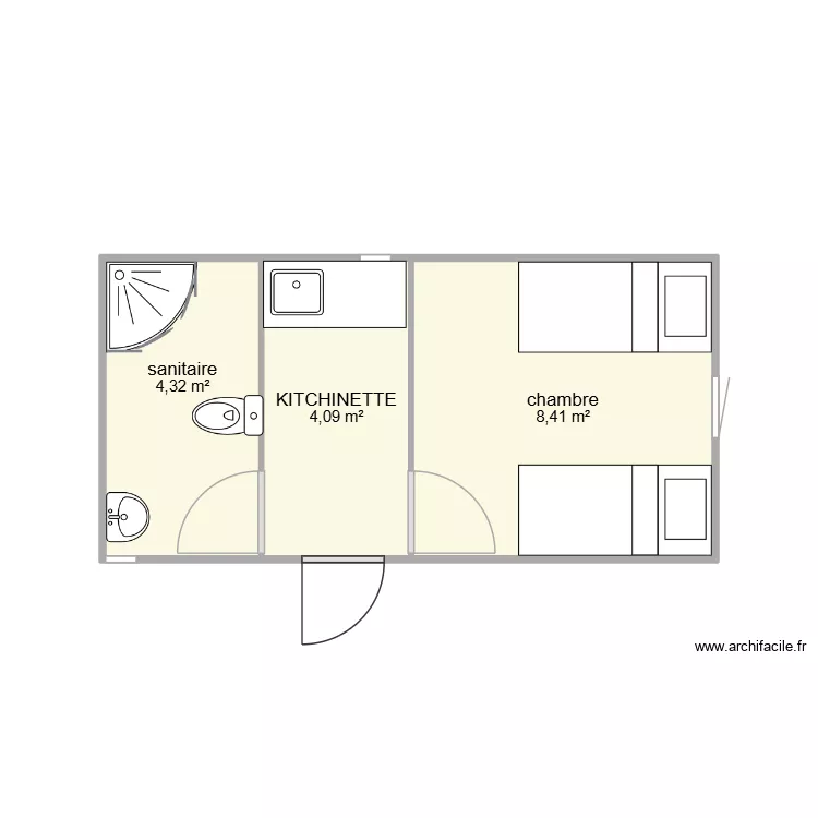 6X3 BESSA 2PER. Plan de 3  et 17 m²