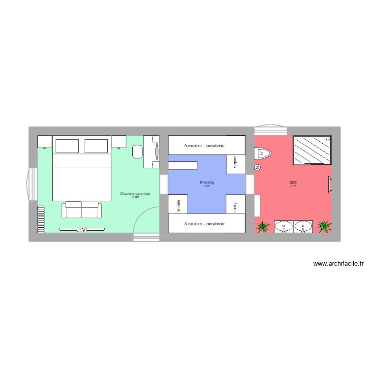 Chambre parentale. Plan de 0 pièce et 0 m2