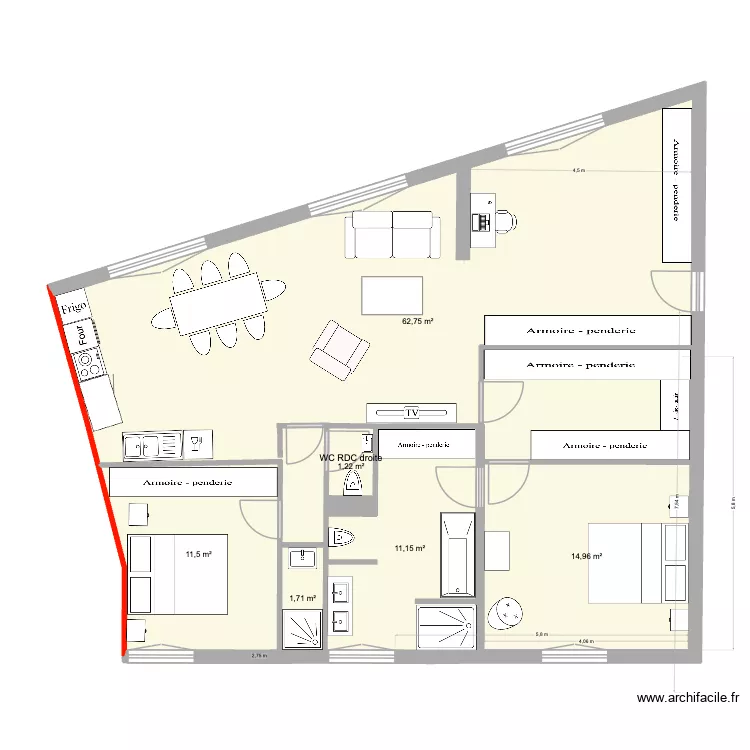 Plateaux IZ appt droite bis. Plan de 