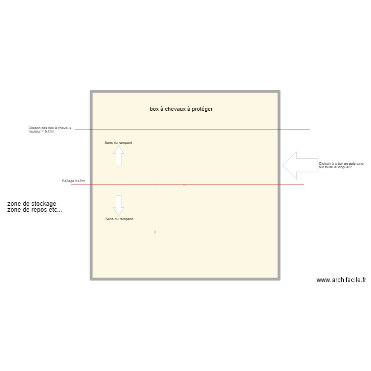 plan du bâtiment centre équestre. Plan de 1 pièce et 625 m2