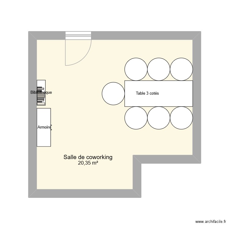 Plan Salle de coworking CSAPA. Plan de 1 pièce et 20 m2