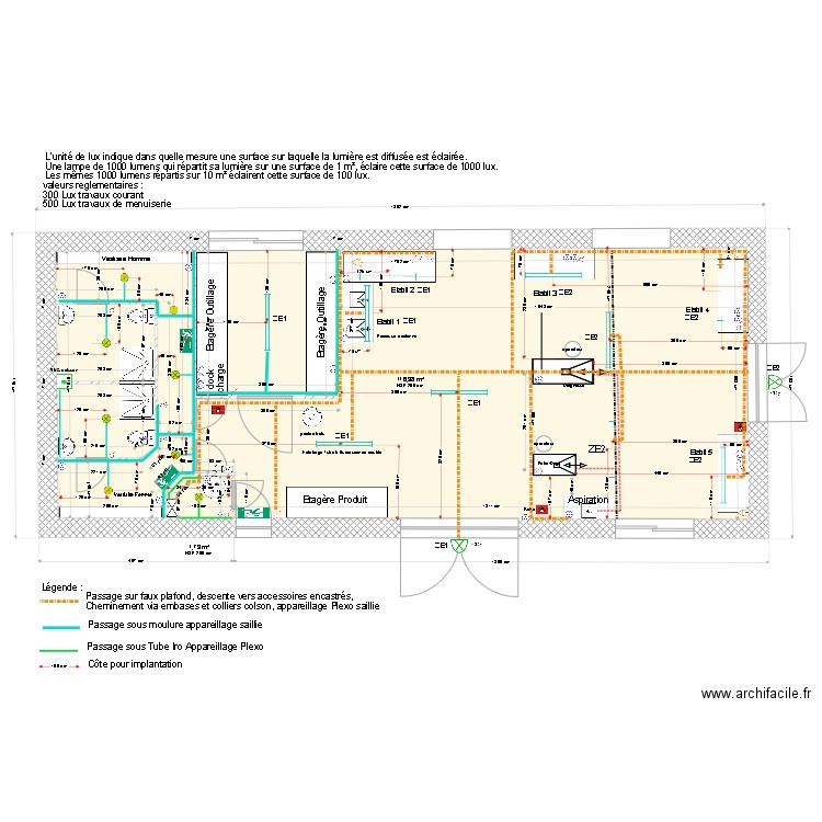 Local technique v1801. Plan de 2 pièces et 119 m2