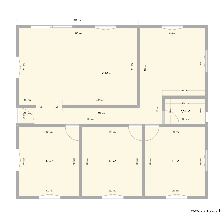 plan1. Plan de 5 pièces et 100 m2