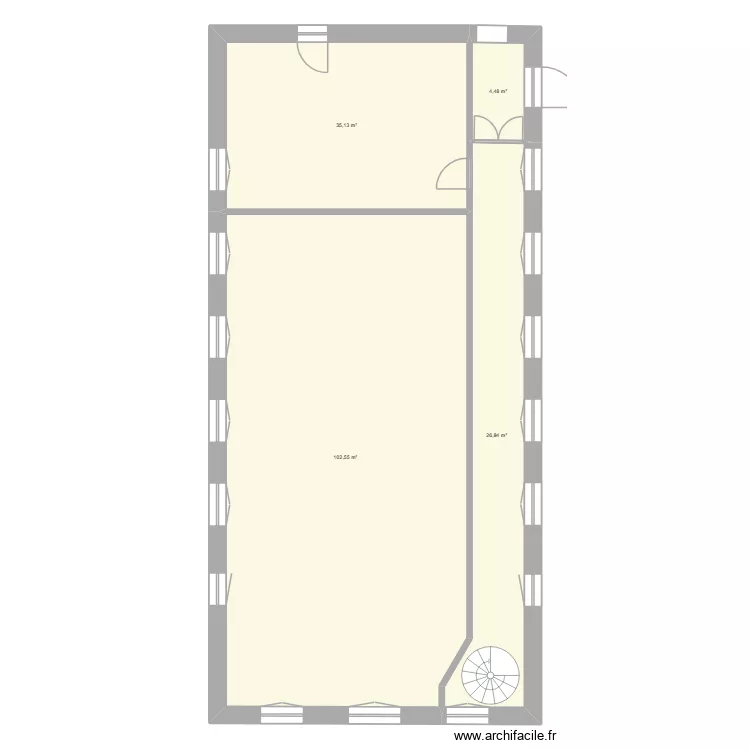 Projet Aile nord N1 après travaux V2. Plan de 4 et 169 m² Projet Aile nord N1 après travaux V2. Plan de 4 et 169 m²