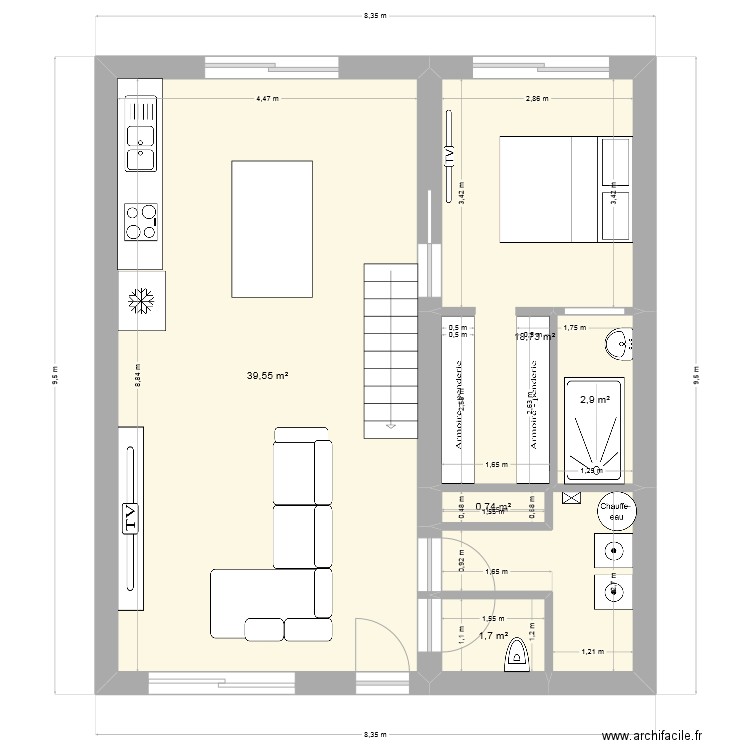 Esquisse maison 1. Plan de 12 pièces et 129 m2