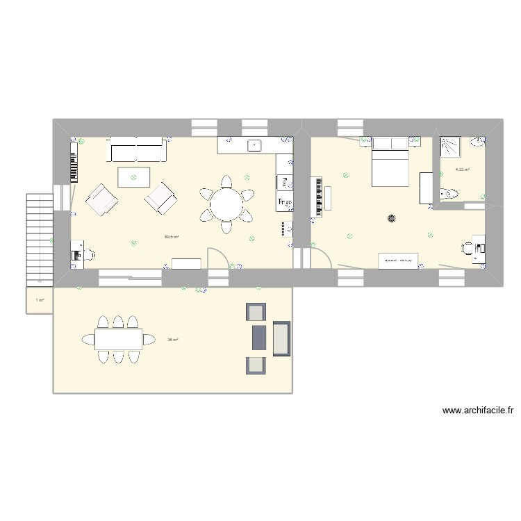 Longère Julie & Mathieu cloison. Plan de 0 pièce et 0 m2