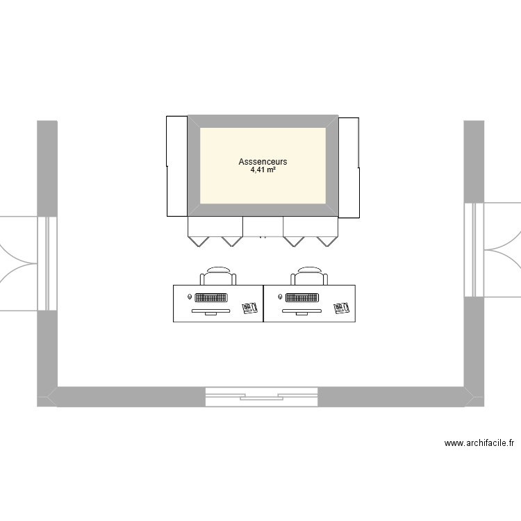 plan de l\'accueil. Plan de 1 pièce et 4 m2