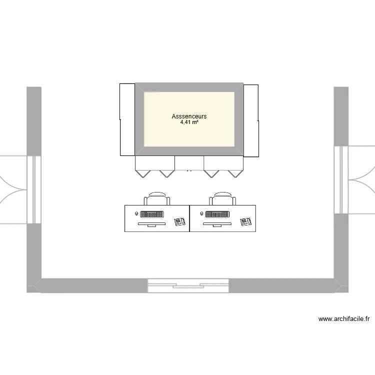 plan de l\'accueil. Plan de 1 pièce et 4 m²