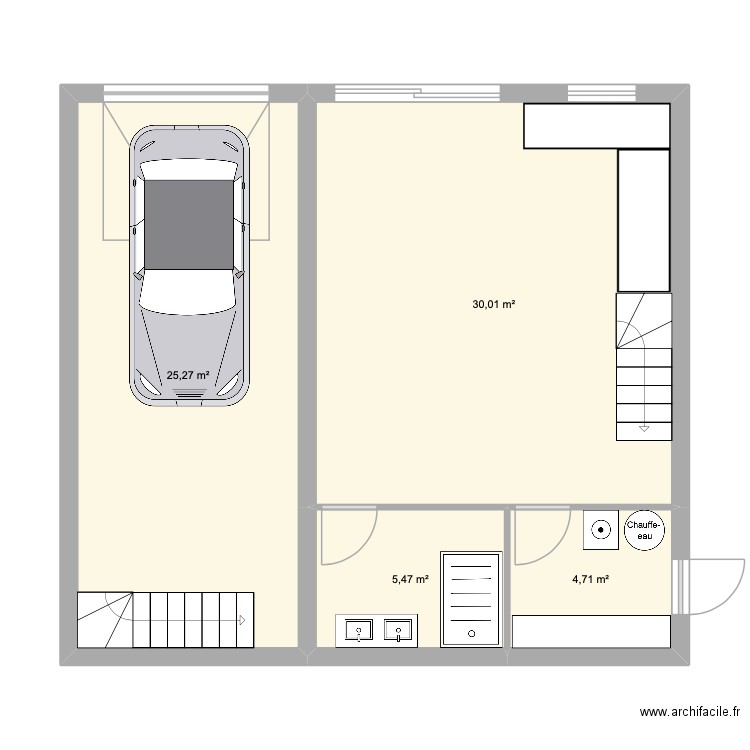 V2 st vic. Plan de 4 pièces et 65 m2