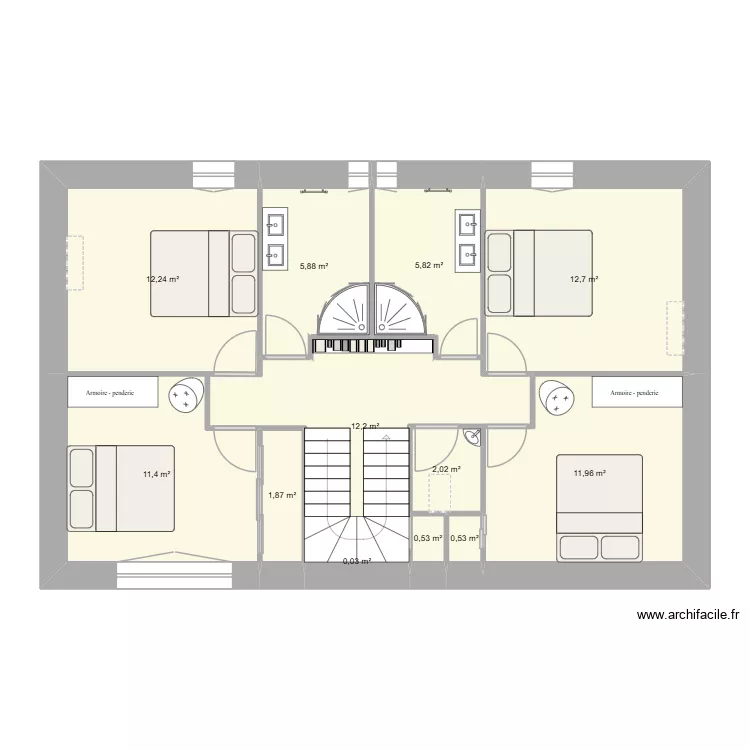 Etage. Plan de 12 et 77 m² Etage. Plan de 12 et 77 m²