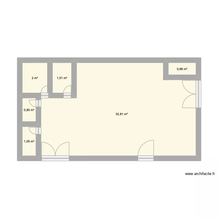 Magasin Ange. Plan de 6  et 39 m²