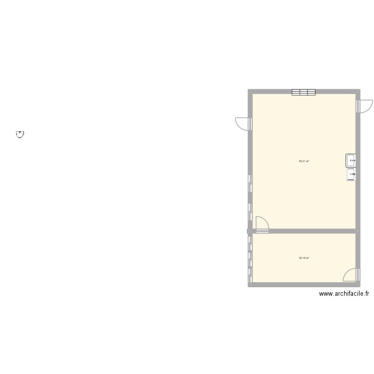 art apliquer salle. Plan de 2 pièces et 75 m2
