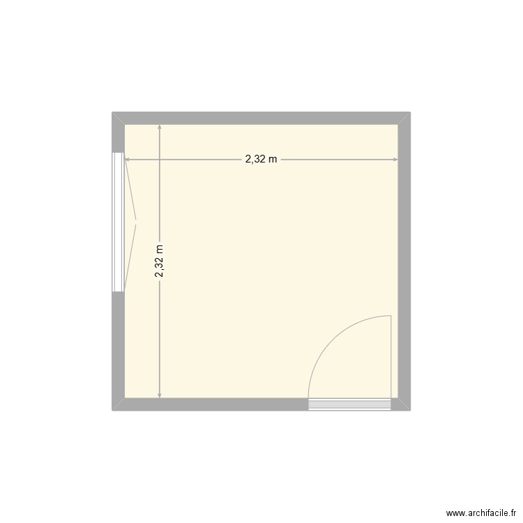 Salle de bain vide. Plan de 1 pièce et 5 m2