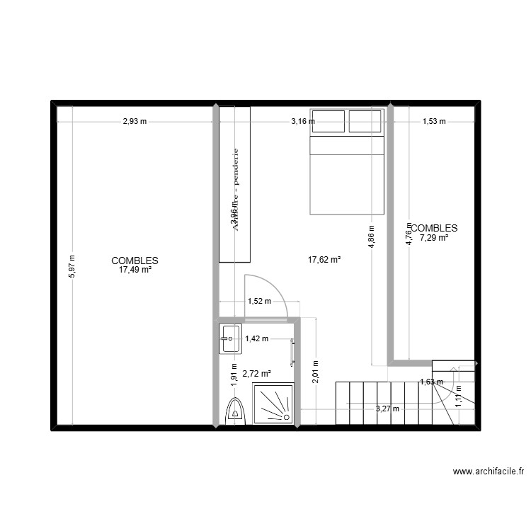 VILLEMOMBLE R+2 21.10.2025. Plan de 4 pièces et 45 m2