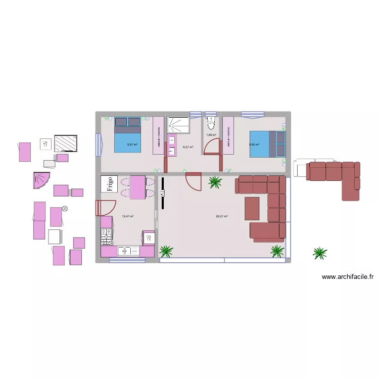 plan De filippo 5. Plan de 6  et 69 m²