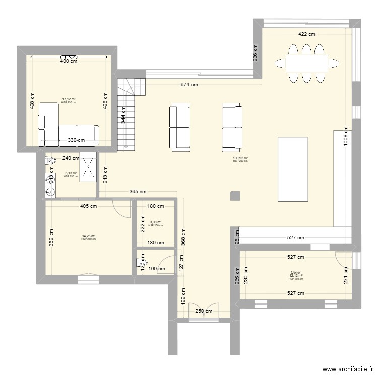 Maison . Plan de 6 pièces et 154 m2