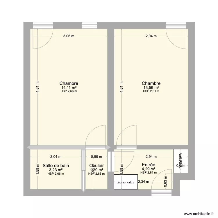 Appartement + chambres. Plan de 
