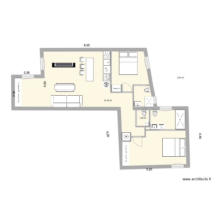 claudio coello 43 2 piso 2. Plan de 3 pièces et 66 m2