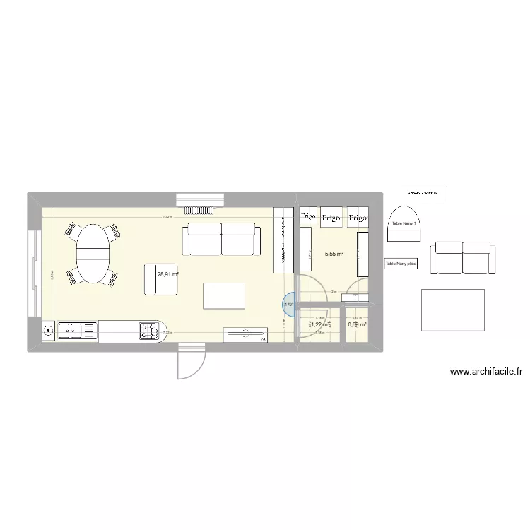 Garage 1 evolution meubl&eacute; 1. Plan de 4  et 36 m²