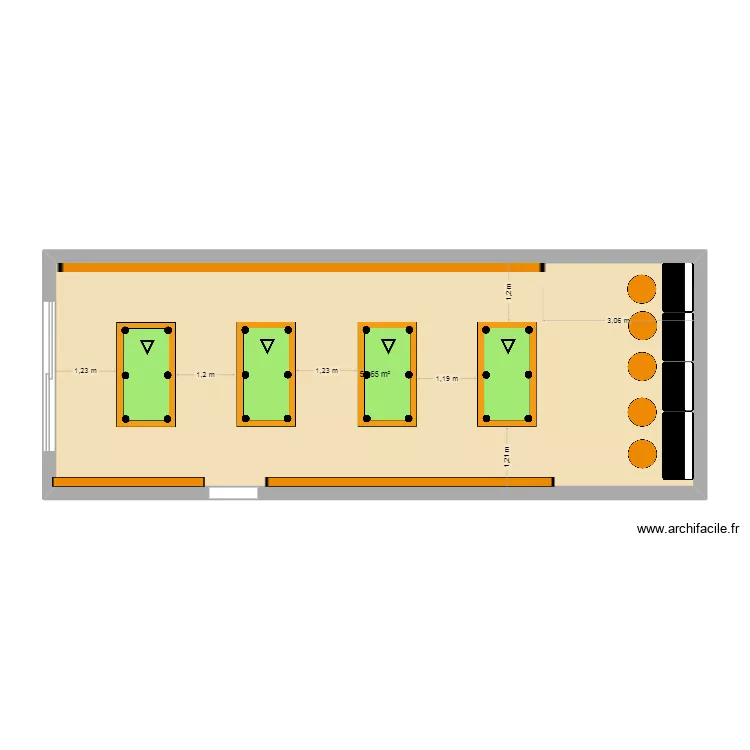 rollys billard. Plan de 2  et 117 m²