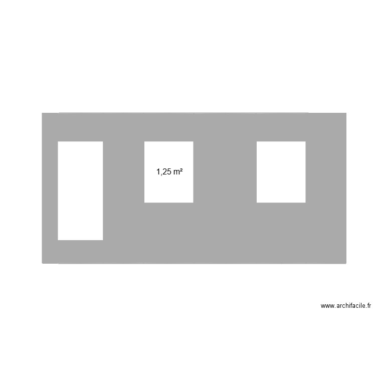 Mur arrière coté intérieur. Plan de 1 pièce et 1 m2